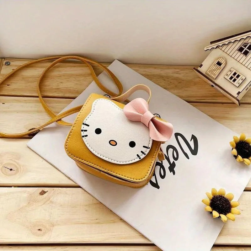 Sanrio Hello Kitty Kawaii Cute PU Shoulder Bag New Fashion Trendy Women's Crossbody Bag with Bow Perfect Gift for Girlfriend