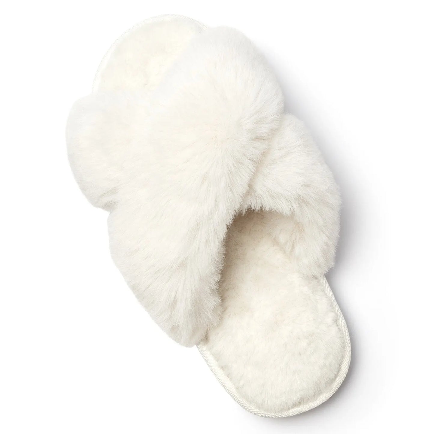 Feslishoet Women Fuzzy Slippers Cross Band Soft Plush Cozy House Shoes Furry Open Toe Indoor Outdoor Slip Warm Anti Skid Sole