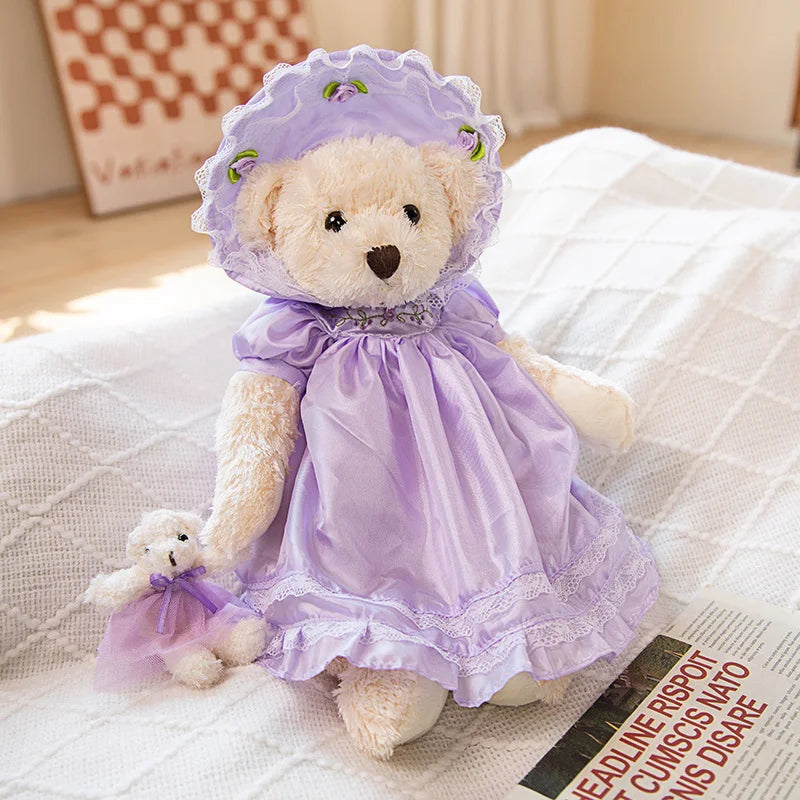 25/40cm Lovely Teddy Bear Bunny Wearing NightdressPlush Toys Stuffed Dolls For Baby Girls Children Girl Birthday Xmas Present