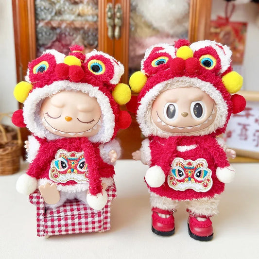 Mini Doll'S Clothes Outfit Accessories For 15-17cm Labubu Idol pendant New Year's Eve Lion and New Year's baby Clothing Gift