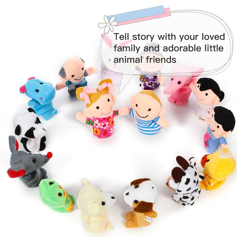 10pcs Cartoon Biological Animal Finger Puppet Storytelling Hand Puppet Plush Toys Baby Favor Dolls Funny Kids Christmas Gift