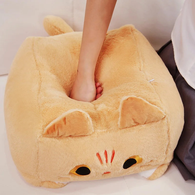 Kawaii Cat Plush Toy Standing Fuzzy Cube Cats Plushies Doll Cute Throw Pillow Sofa Cushion Peluche Animal Child Birthday Gift