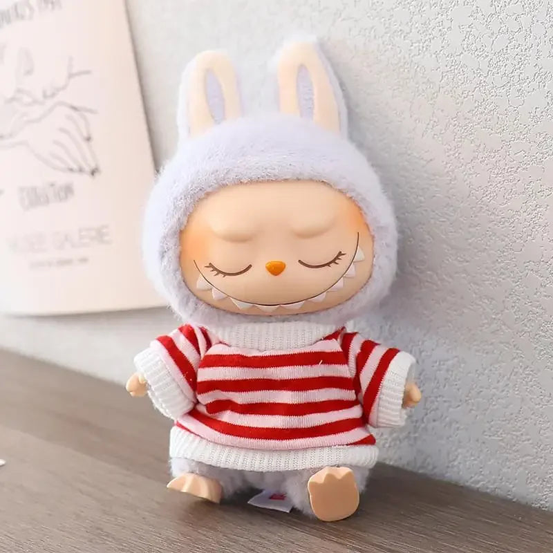 For 17 CM labubu Sitting Party Macaron 15cm Vinyl Pendant Doll Clothes Overalls Shoes for labubu V1 V2 outfit clothes