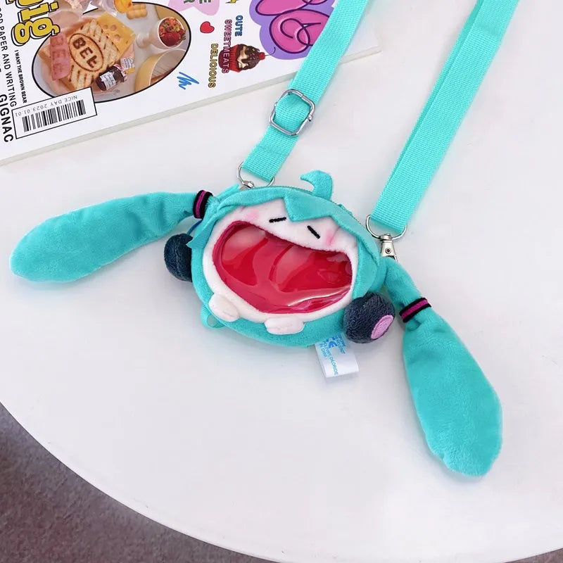 Hatsune Miku Coin Purse Shoulder Bag Cartoon Kawaii 14Cm Headphone Bag Plush Pain Bag Crossbody Bag Keychain Pendant girl Gift