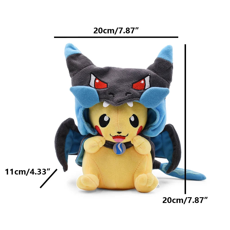 Cos Eevee Pikachu Cosplay Plush Toys Charizard Peluche Lucario Stuffed Animal Doll Collectible Gift,Cartoon 20-30CM