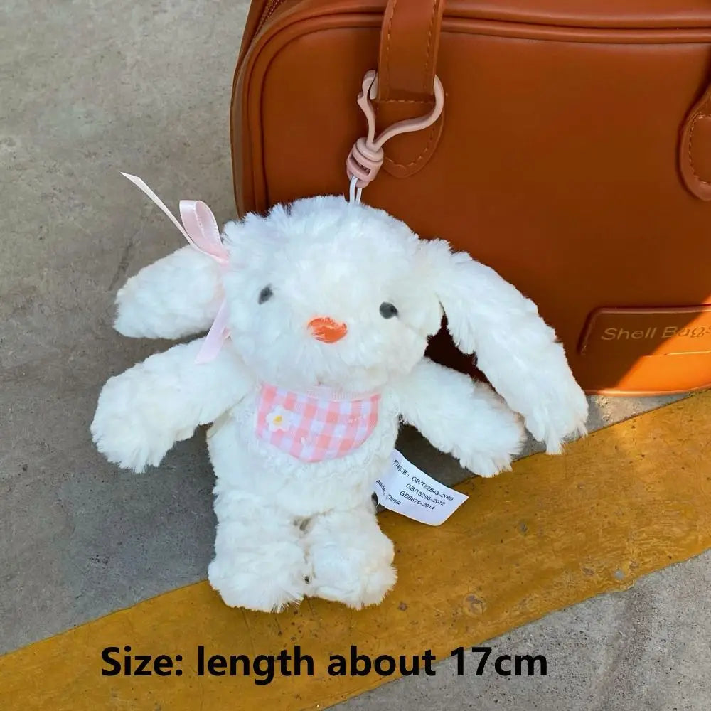 New Plush Rabbit Keychain Cartoon White Keyring Car Accessory Bag Charms