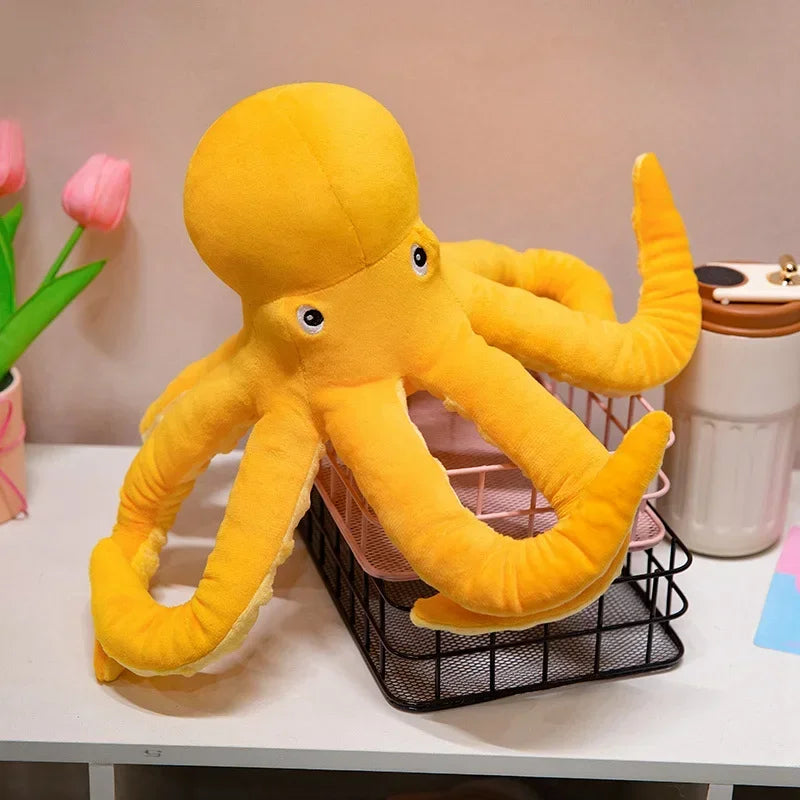 30/40/50CM Simulation Yellow Octopus Plush Toy Lifelike Stuffed Animals Plushies Doll Cartoon Soft Pillow Xmas Birthday Gift