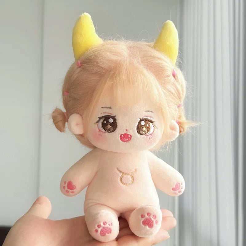 20cm New Plush Cotton Doll Idol Stuffed Super Star Figure Dolls Twelve Constellations Doll With Clothes Can Change Clothes Gift