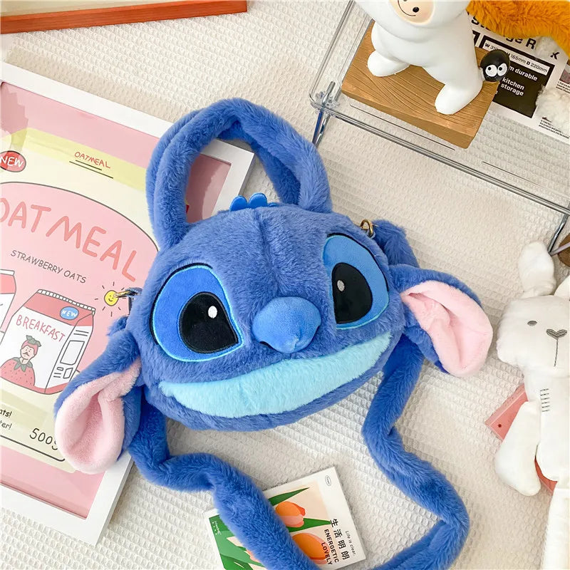 Disney New Lilo & Stitch Plush Toys Kawaii Plush Messenger Bag Girl Handbag Anime Stuffed Toys Children Cartoon Plushie Soft Bag