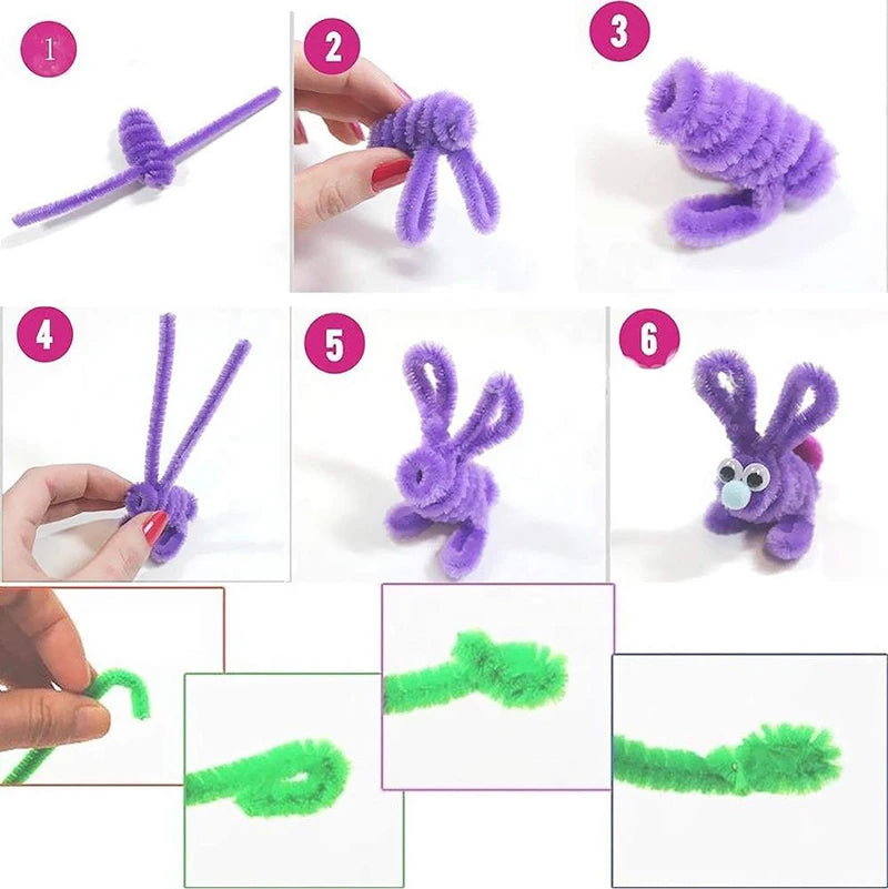 50/100pcs 30cm Chenille Stems Pipe Cleaners Kids Plush Educational Toy Colorful Pipe Cleaner Toys Handmade DIY Craft Supplies