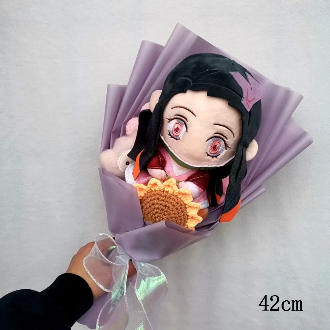 New Anime Ghost Slayer Plush Bouquet Blade Plush Doll Tanjiro Nezuko Game Peripheral Birthday Valentine's Day Graduation Gift