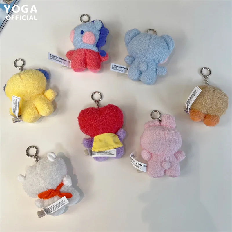 8Cm Kawaii Bt21 Small Animal Mini COOKY RJ TATA Plush Keychain knapsack Pendant Cartoon New Plush Doll Pendant Birthday Gift