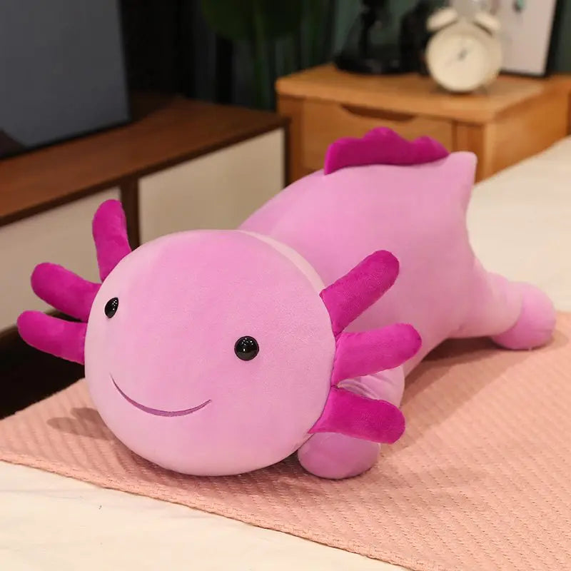 Giant Colorful Newt Plush Toy Stuffed Cute Axolotl Salamander Fuzzy Long Plush Fish Appeasing Long Pillow Cushion Kids Gift