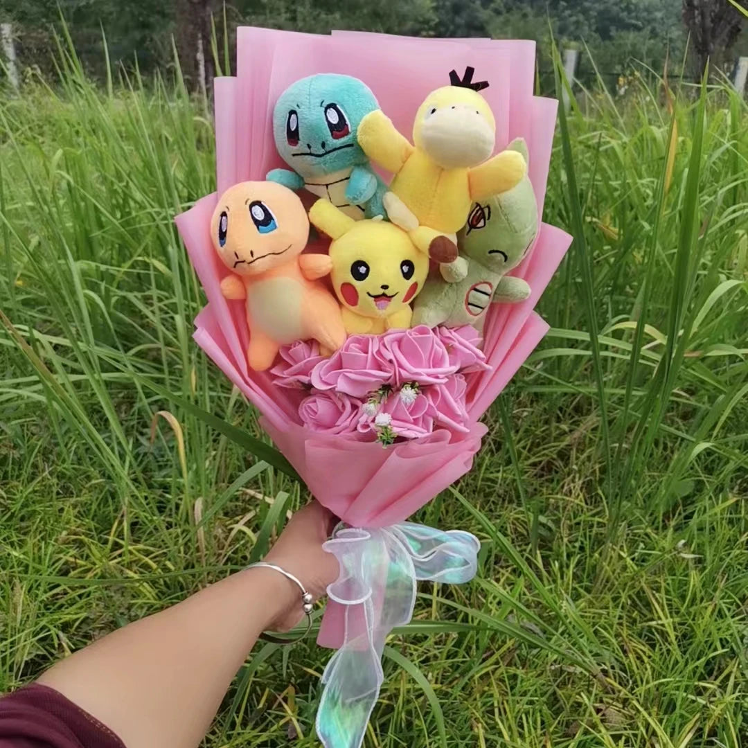 Pokemon Plush Anime Figures Pikachu Psyduck Snorlax Mew Charizard Plush Bouquet Christmas and Valentine's Day Birthday Gifts