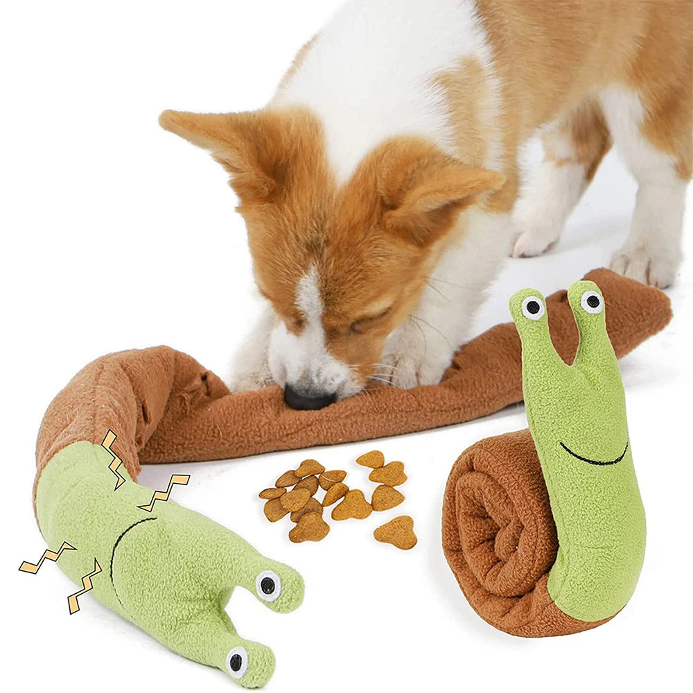 1PC Pet Sound Toy Dog Hide Food Smell Snail Plush Grinding Teeth Education Sound Interactive Toy Pet Supplies