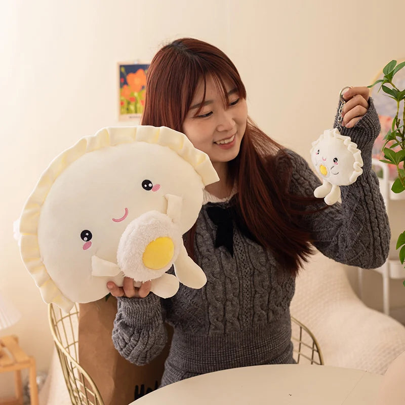 Reallife Cute Dumpling Plush Pillow Funny Fried Food Egg Shrimp Dumpling Plushie Kawaii Stuffed Toys Soft Hugging Gifts for Kids