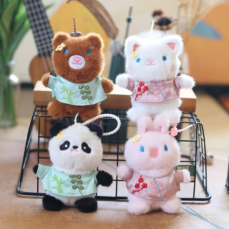 Cute Animal Panda Bear Rabbit Cat Plush Toy Pendant Backpack Hangings Decoration Keychain