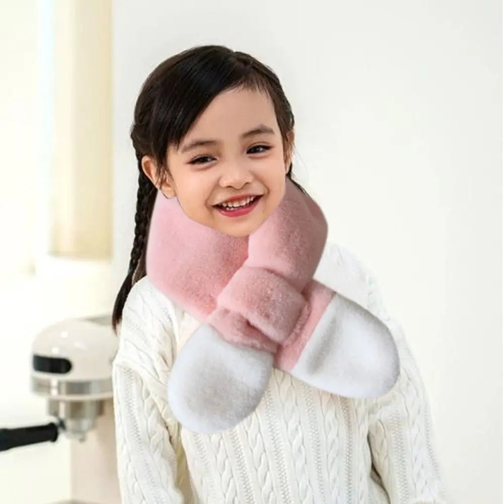 Bib Baby Thermal Neck Warmer Thickened Windproof Coldproof Boys Girls Plush Scarf Warm Neck Cover Snap Fastener