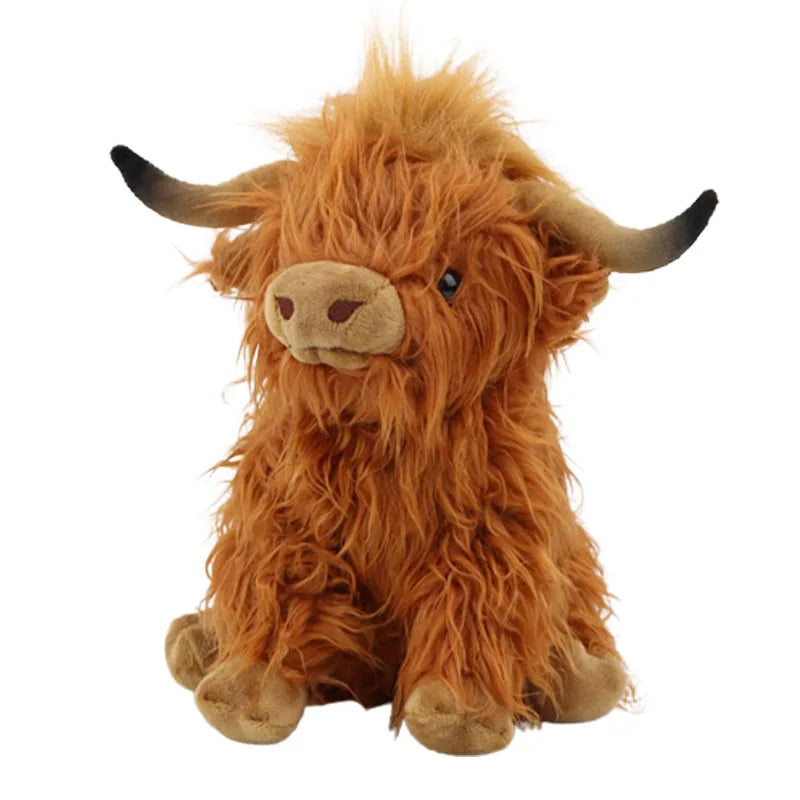 25cm Simulation Highland Cow Plush Animal Doll Soft Stuffed Highland Cow Plush Toy Kawaii Kids Baby Gift Toy Home Room Decor