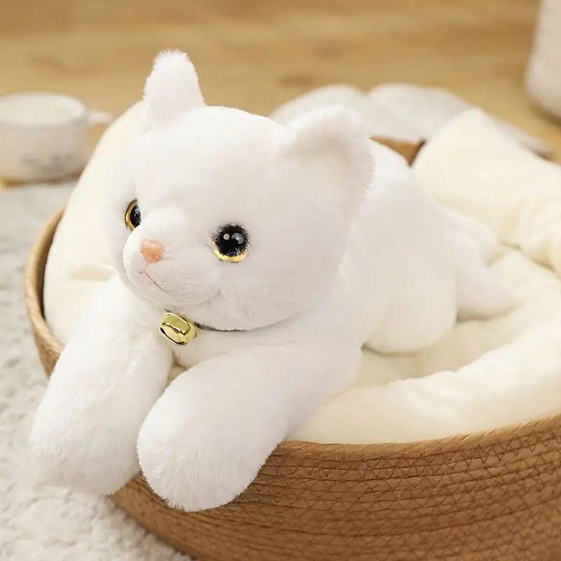 35cm/45cm Simulation Plush Cat With Bell Toys Kids Stuffed Tabby Cat Kitten Doll Baby Gift for Children Birthday Gift