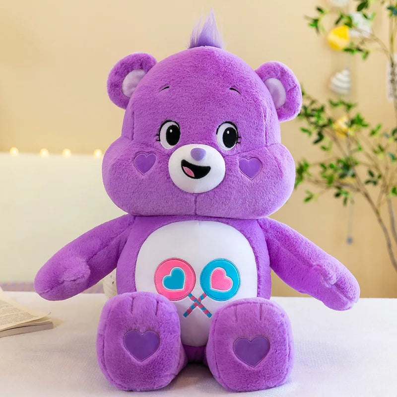 MINISO 40CM Carebears Kawaii Rainbow Bear Plush Toys Lovely Anime Colorful Bear Stuffed Doll Soft Toy Room Decor Birthday Gifts