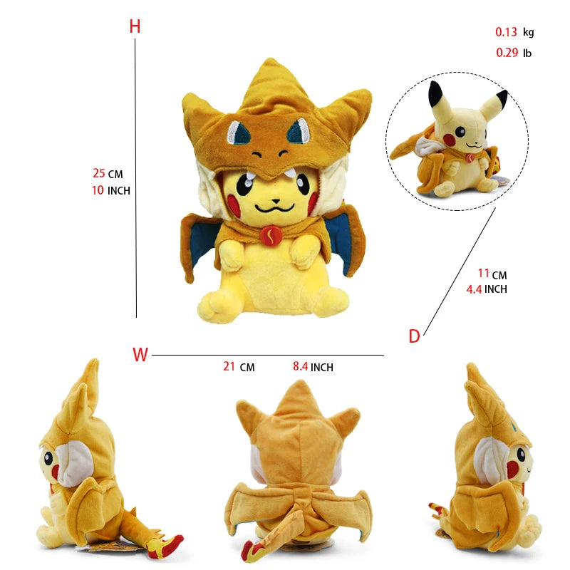 Cos Eevee Pikachu Cosplay Plush Toys Pikachu Peluche Lucario Stuffed Animal Doll Collectible Gift,Cartoon 20-30CM