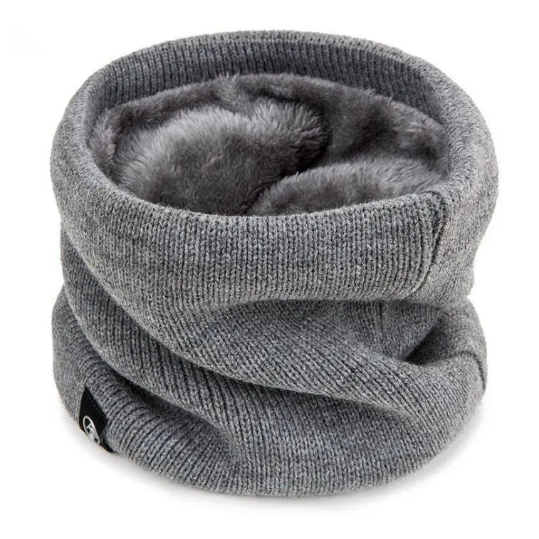 Winter Warm Knitted Ring Scarf For Women Men Plush Full Mask Tutdoor Cashmere Solid Snood Neck Scarves Thick Bufanda Muffler