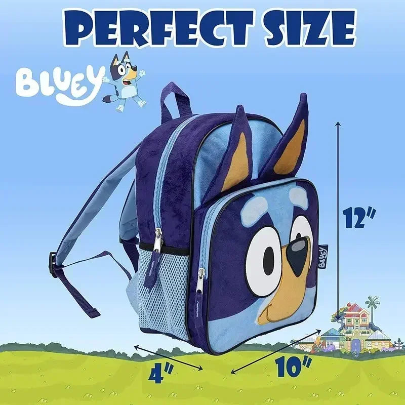 Bluey Dog Backpack Blue Plush Simple Oxford Cloth Schoolbag Pocket Early Education Bingo Dog Schoolbag Children Christmas Gift