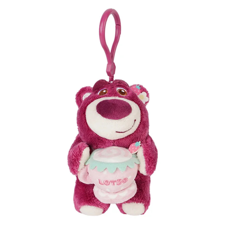 Genuine Disney Stitch Lotso Plush Toys Keychain Pendant Accessories Cute Cartoon Stuffed Doll Key Ring Toys Key Chain Gift