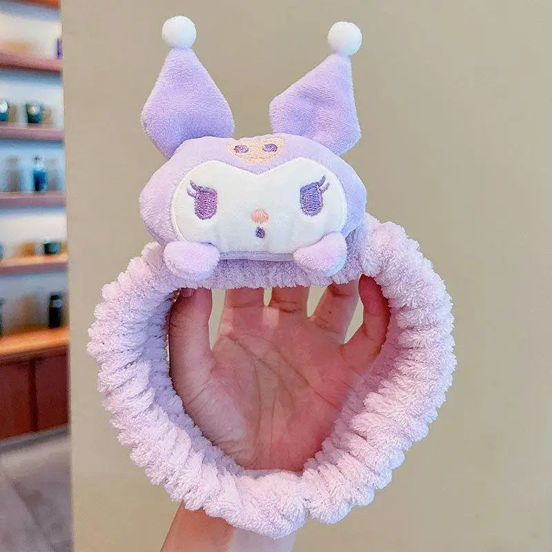 2024 New Sanrio Plush Hair Band Toy Cute Kuromi Hello Kitty Cinnamoroll My Melody Pompom Purin Headdress Kid Girl Birthday Gifts