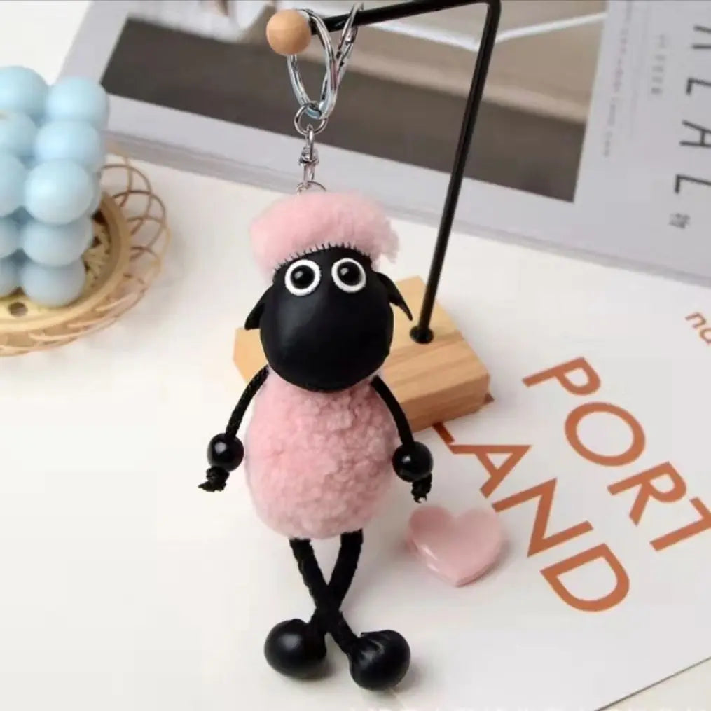 Cute and Creative Lamb Plush Toy Car Pendant Simulation Lamb Keychain Bag Small Pendant Gift for New Year's Gift to Friends