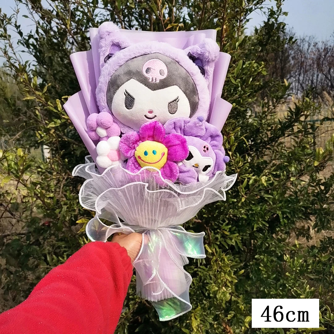 Sanrioed Kuromi My Melody Cinnamoroll Hello Kitty Anime Doll Toy Cartoon Plush Bouquet Valentine's Day Christmas Graduation Gift