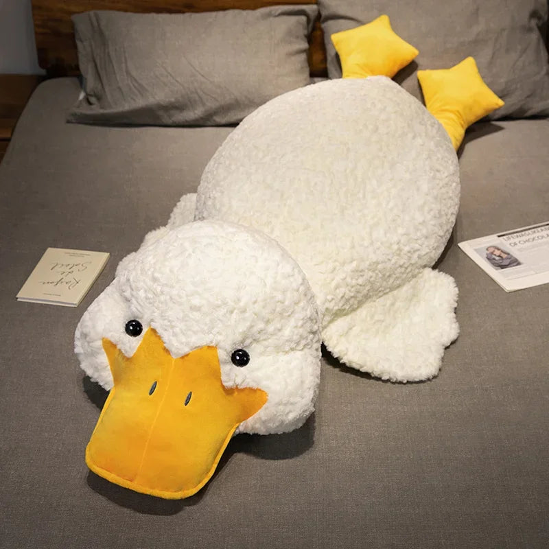 Giant Duck Plush Toy Stuffed Big Mouth White Duck lying Throw Pillow for Lover  Sleeping Cushion Pregnant Leg