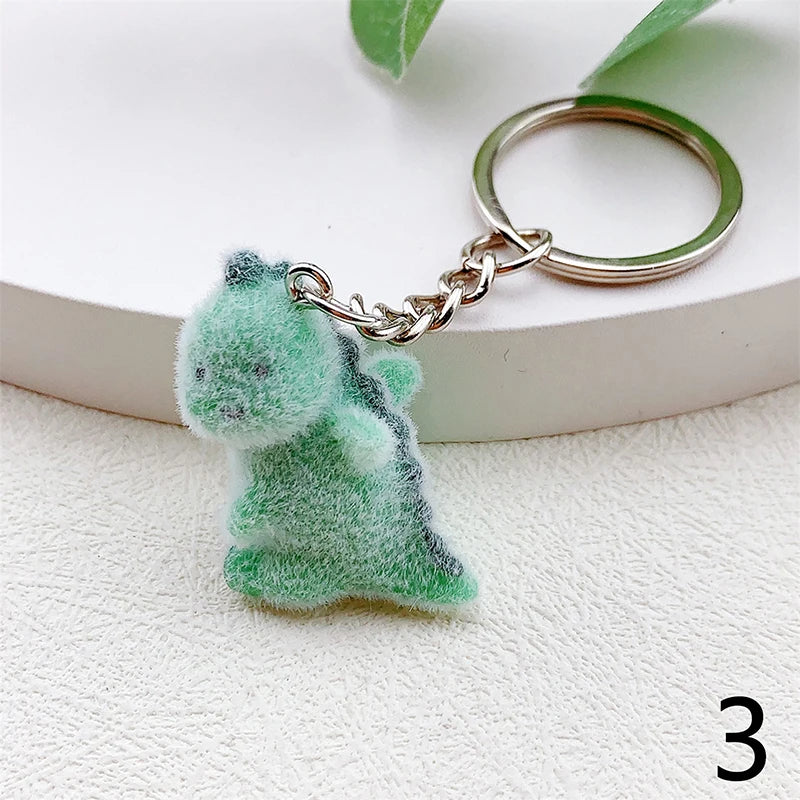 3D Flocking Panda Keychain Cartoon Plush Animal Keyring Bag Pendant Car Key Holder Earphone Charm DIY Jewelry Ornament Accessor