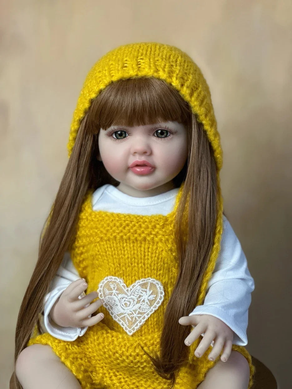 BZDOLL Lifelike 55cm 22inch Full Silicone Body Reborn Baby Beautiful Girl Doll Alive Newborn Princess Toddler Bebe Child Gift