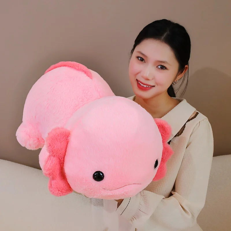 45cm/60cm Cute Pink Newt Plush Toy Stuffed Kawaii Axolotl Salamander Fuzzy Long Plush Fish Appeasing Pillow Cushion Kids Gift