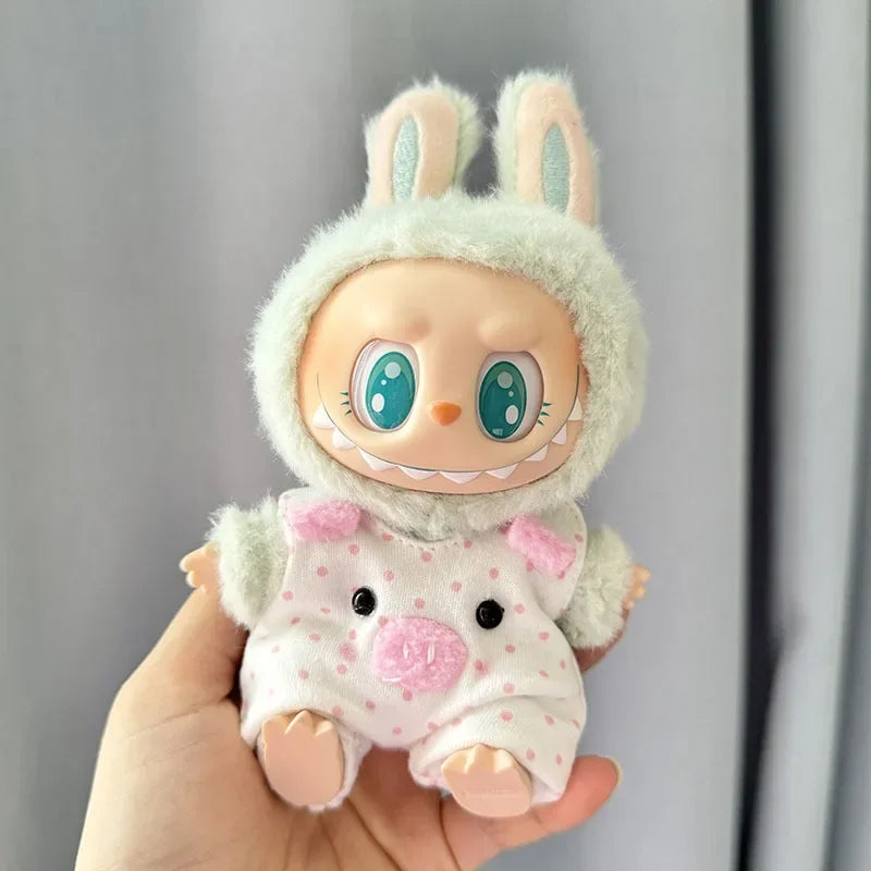 Plush Doll'S Clothes Outfit Accessories For First/second generation Labubu Idol Dolls Sitting party powder point pig Clothing