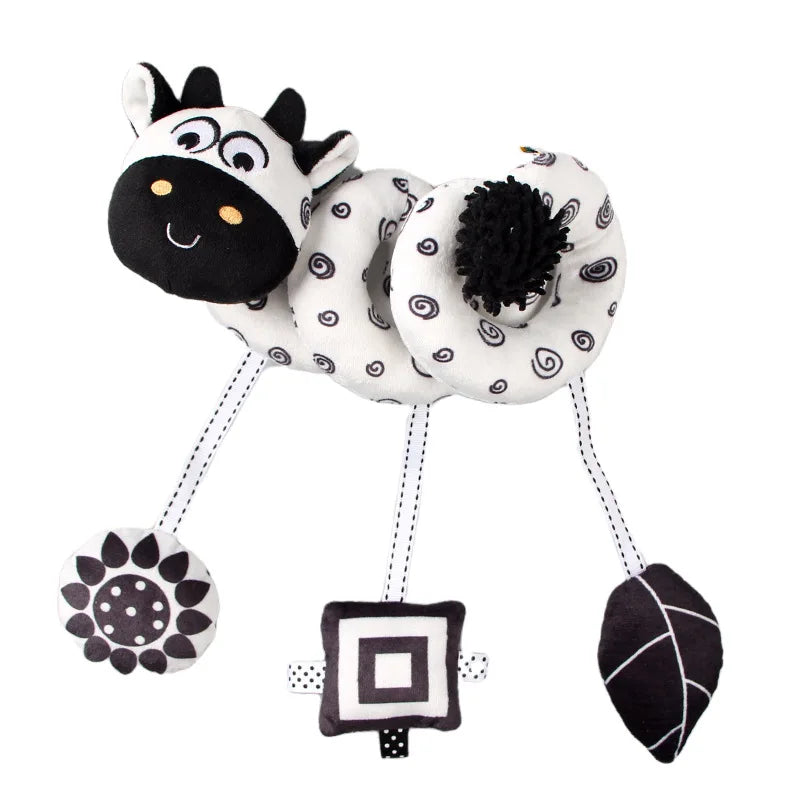 New Black And White Baby Bed Hanging Toy Hanging Spiral Rattle Cart Pendant Interactive Early Education Newborn 0-2 Years Gifts