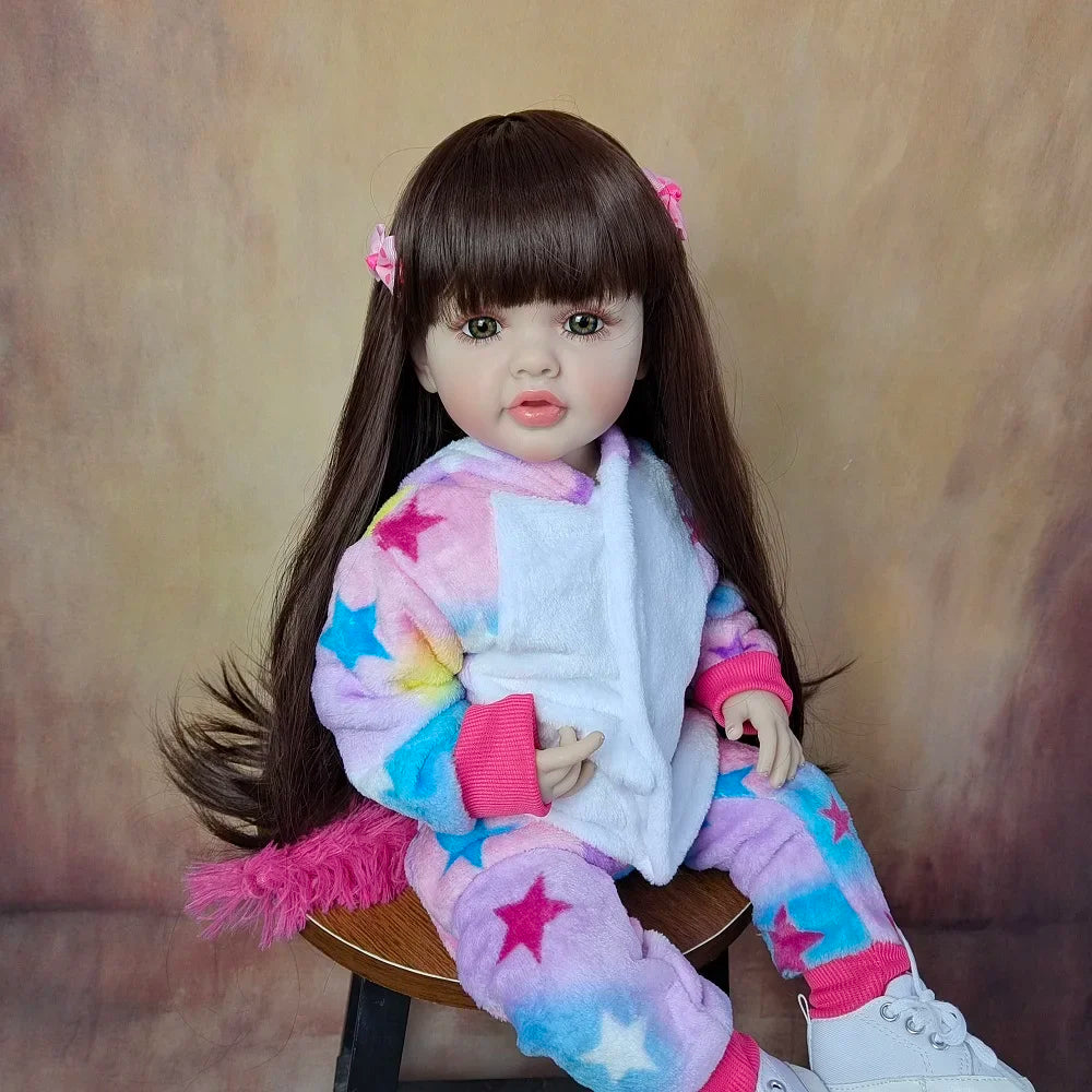 BZDOLL Lifelike 55cm 22inch Reborn Baby Girl Doll With Full Soft Silicone Body Alive Newborn Princess Toddler Bebe Birthday Gift