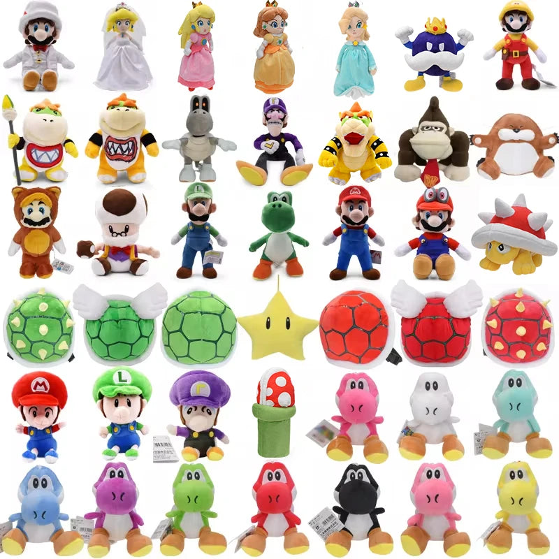 Super Mario Bros Plush Doll Mario Luigi Yoshi Peach Bowser JR Mushroom Peluche Dolls Koopa Troopa Backpack Anime Cartoon Plushie