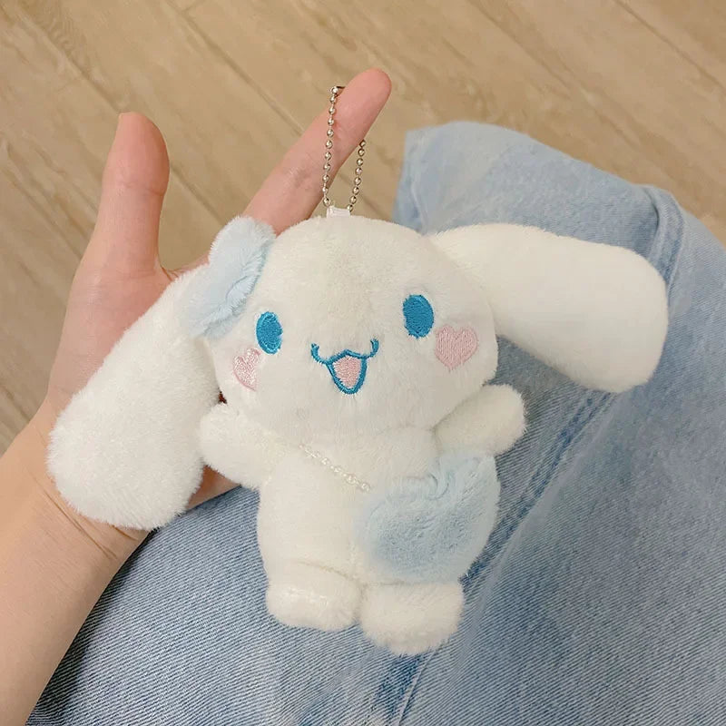 Sanrio Cute Cartoon Girl Heart Cinnamoroll Plush Pendant Toy Car Keychain Backpack Doll Small Doll Hanging Chain Jewelry