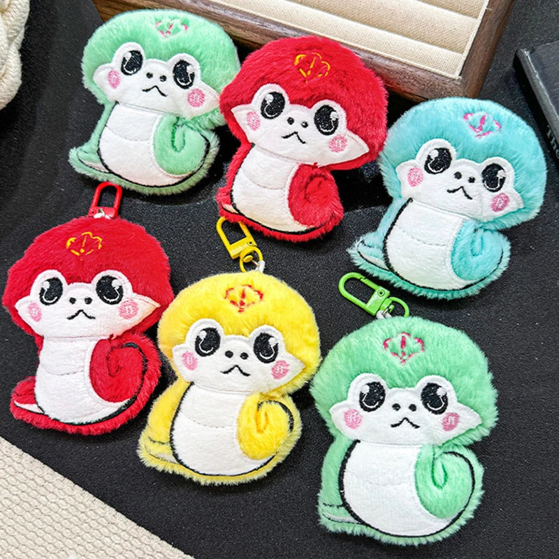 Chinese Style Cute Zodiac Snake Plush Keychain Cartoon Snake Pendant Keychain Bag Decoration Fashion Creative Snake Brooch