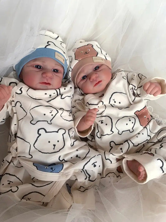 NPK 19inch Reborn Baby Doll Twins Elijah Make-up Handmade 3D Skin Multiple Layers Painting Collectible Art Doll