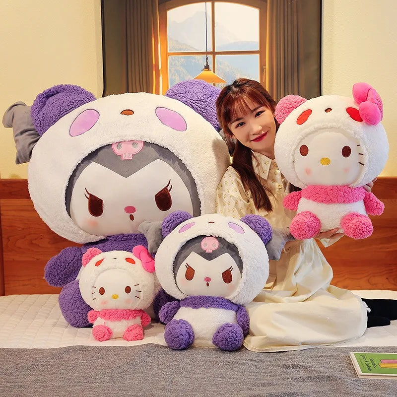 90cm Super Big Size Sanrio Hello Kitty Kuromi My Melody Anime Plush Stuffed Doll Cute Devil Shape Room Decoration Holiday Gift