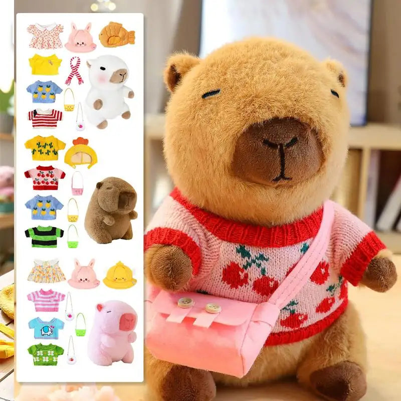 23cm Dress Up Capybara Plush Doll Toy With Clothe Accessory 9-Inch Cute Capybara Plush Doll Stuffed Plush Animal Doll Plush Toy