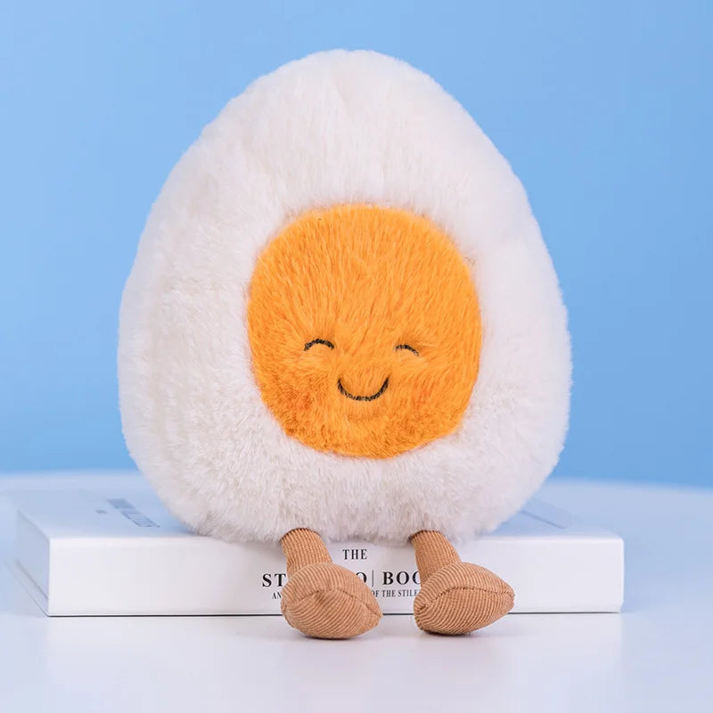 Furry Kawaii Soft Boiled Egg Plush Cuddly Plushies Doll Stuffed Food Long Plush Different Emotions Toys Home Decor Kids Gift