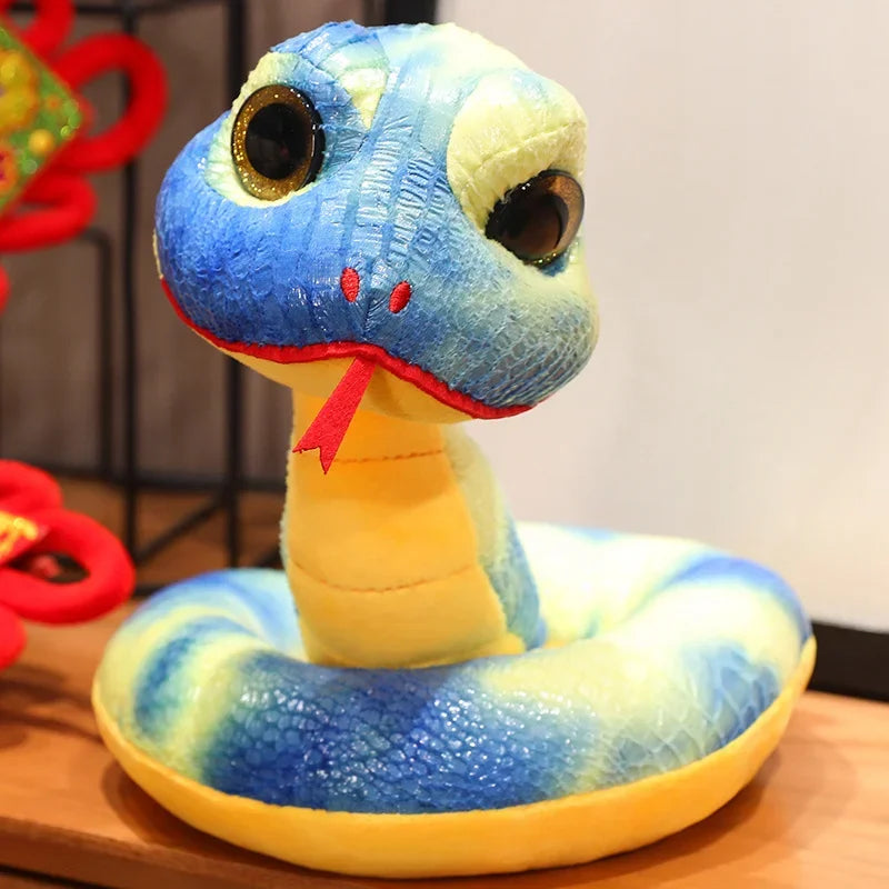 1pc 20/26cm Kawaii Big Eyes Snake Plush Toy Stuffed Soft Animal Dolls Mascot Toy for Birthday CHristmas Halloween New Year Gift