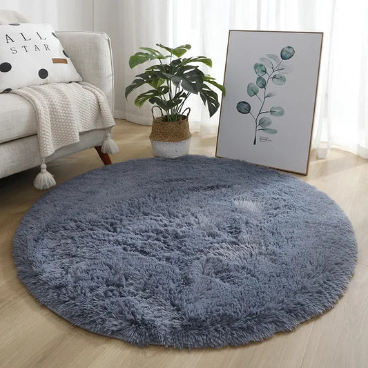 Vikama home decorat round soft runner rug for bedroom living room plush fluffy mat shag furry area carpet non-slip girls room