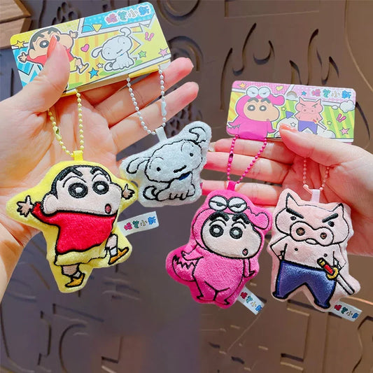 Genuine Crayon Shin-chan Cute Plush Doll Car Keychain Children's Creative School Bag Pendant Animation Peripheral Holiday Gift