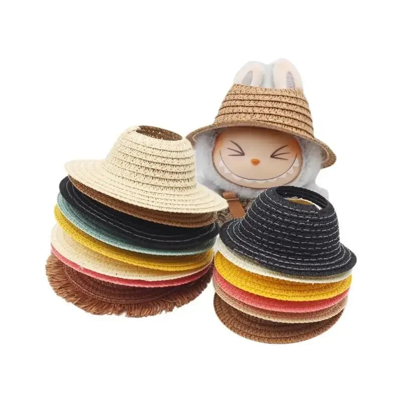 17cm Mini Plush Doll'S Clothes Outfit Accessories For Korea Kpop Exo Labubu Idol empty top straw hat Clothing Gift